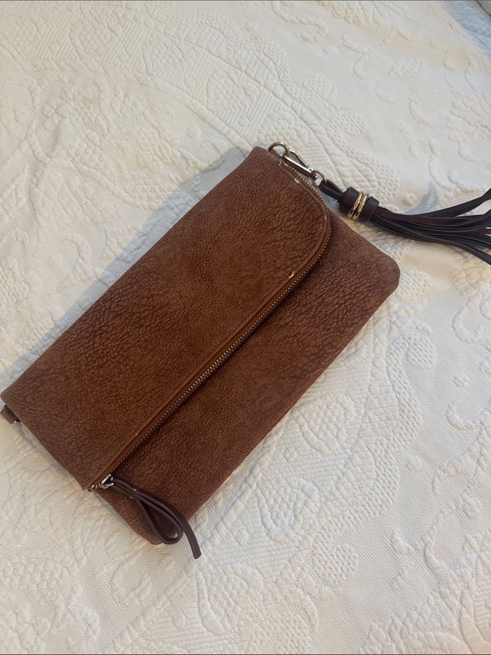 CHARMING CHARLIE -Brown Leather Wristlet Clutch